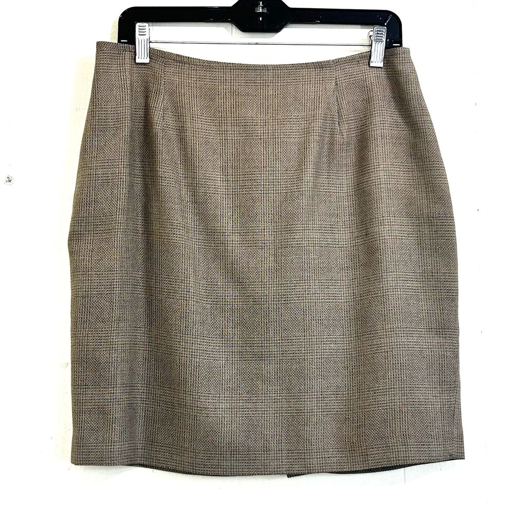Vintage Annie Alexander Mini Skirt Women Size 14 Brown Tan Wool Skirt